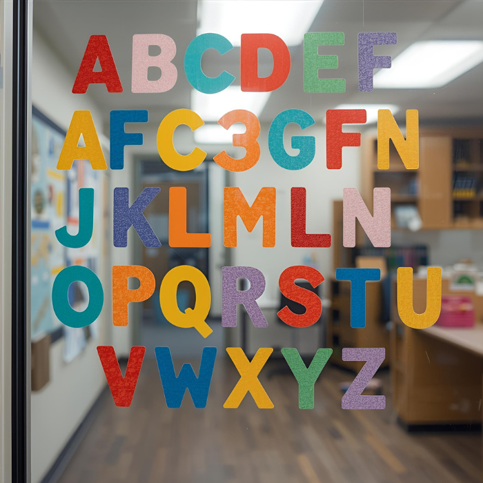 Lettres adhésives fenêtre école